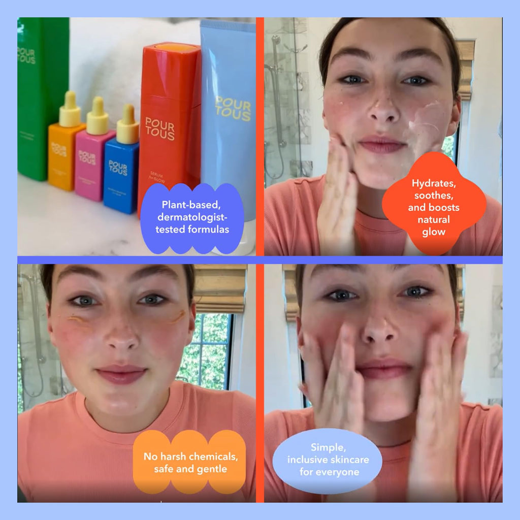 Complete Facial Routine Set (6 Pc) | Face Cleanser, Moisturizer, Serum + 3 Boosters W/Niacinamide & Hyaluronic Acid | Safe Plant-Based Skincare for Tweens Teen & Young Adult Skin