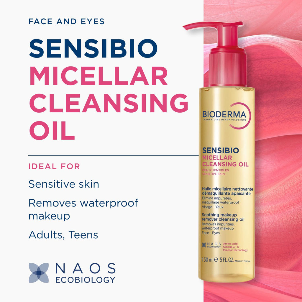 Bioderma Sensibio Micellar Cleansing Oil, 1St Ecobiological Micellar Formula Gentle Face Cleanser That Deeply Cleanses