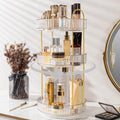 360 Rotating Makeup Organizer for Vanity, Bathroom Countertop Spinning Perfume Organizer, High-Capacity Cosmetic and Skincare Dresser Make up Holder Rack (3 Tiers, White)