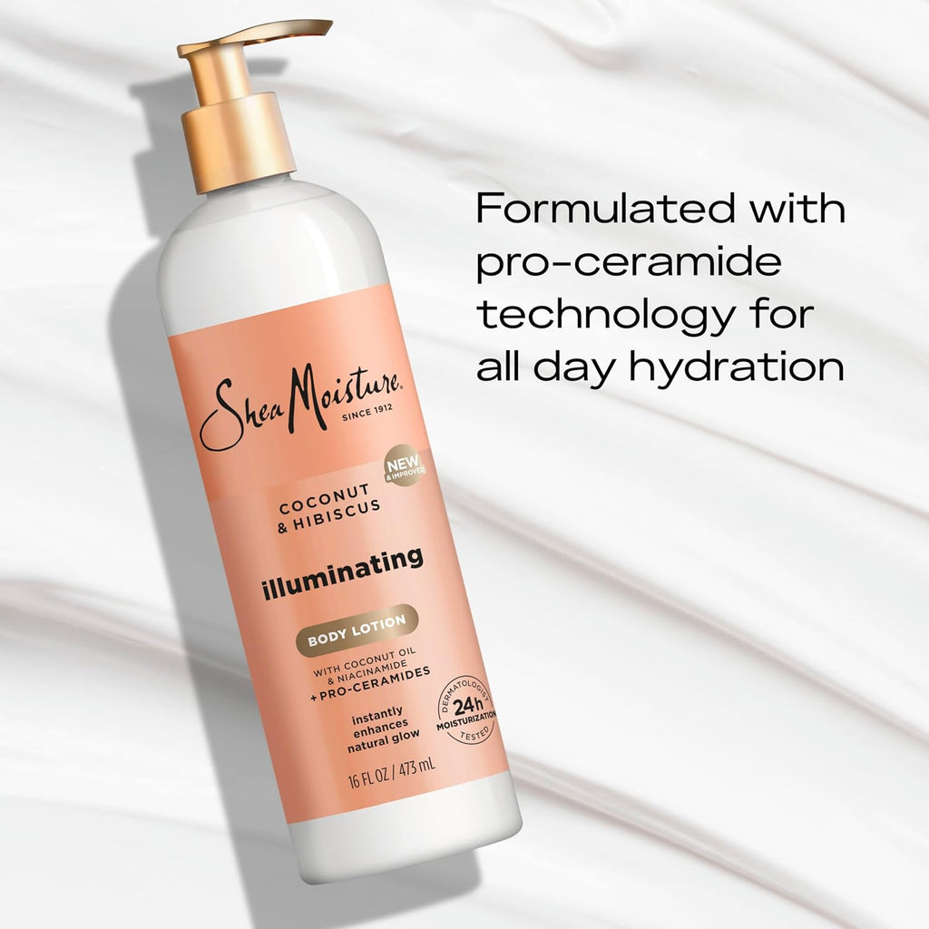 Shea Moisture Illuminating Body Lotion Coconut & Hibiscus 16Oz