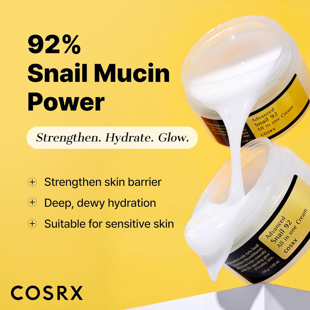 Snail Mucin 92% Face Moisturizer for Soft & Glowy Skin, 3.52 Oz.