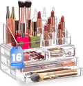 Clear Makeup Organizer with 4 Drawers 16 Compartments, Countertop