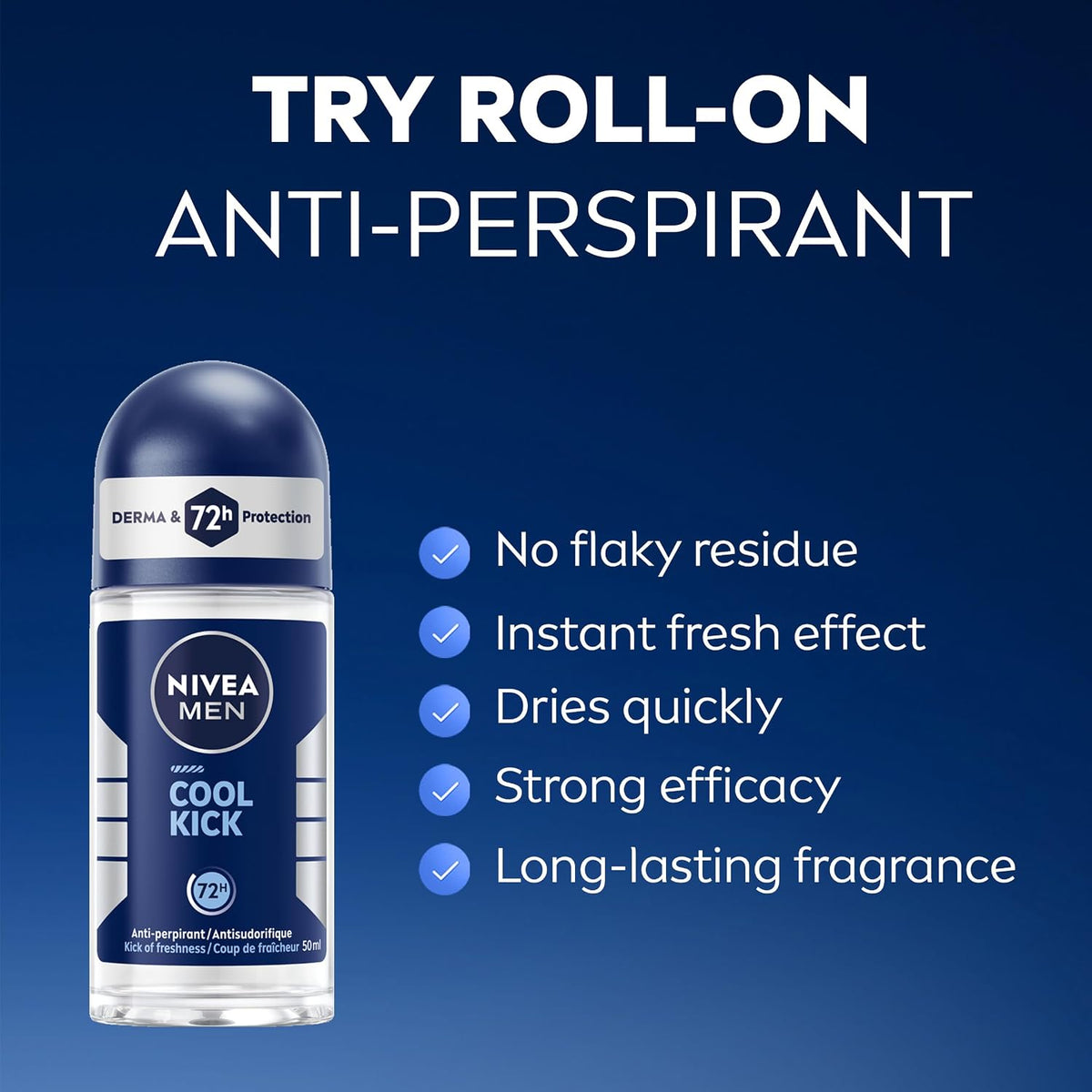 Cool Kick Anti-Perspirant Deodorant Roll-On, 50Ml
