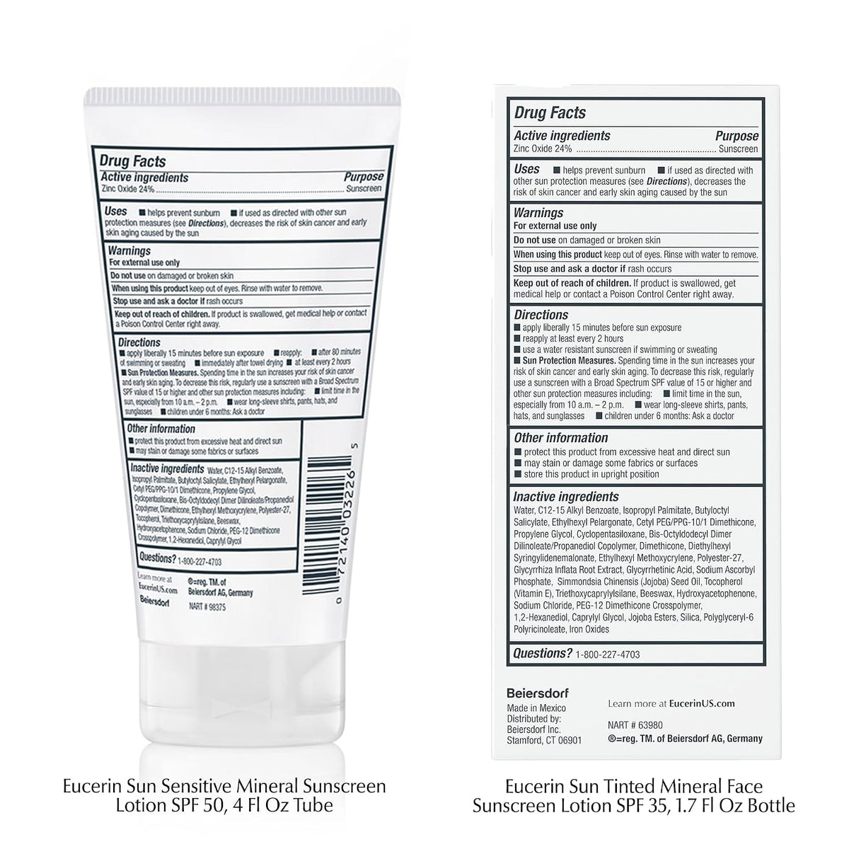 Sensitive Mineral Sunscreen Lotion Set, Zinc Oxide, 2 Items