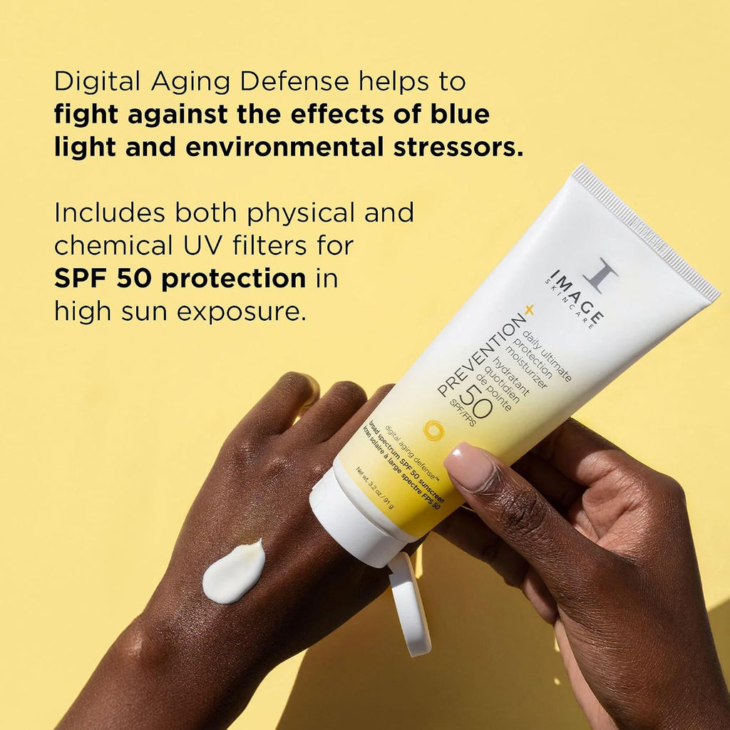 IMAGE Skincare PREVENTION+ Daily Ultimate Protection Moisturizer, SPF 50 Face Sunscreen Lotion, Zinc Oxide, Blendable with No White Cast, 3.2 Oz