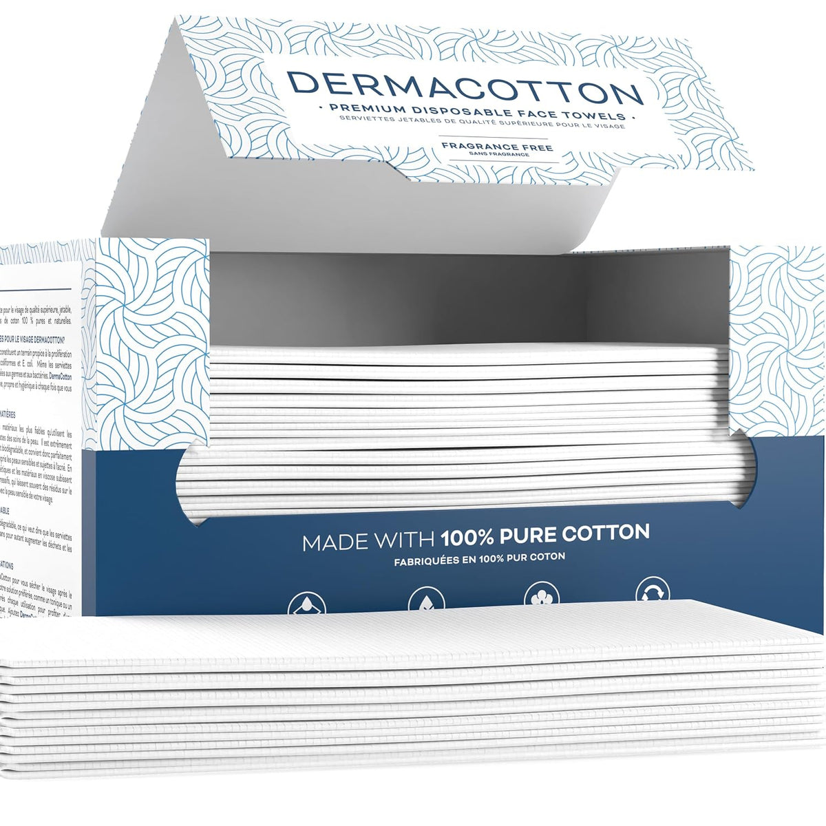 100% Pure Cotton Disposable Face Towels - 80 Count Face Cloths