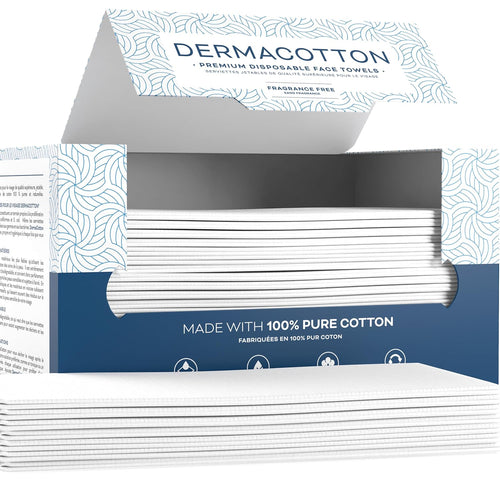 100% Pure Cotton Disposable Face Towels - 80 Count Face Cloths
