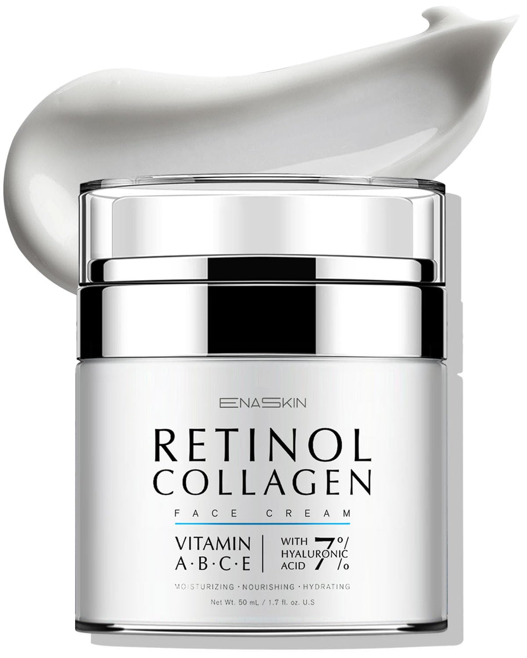 Retinol Collagen Face Cream: Wrinkle Cream for Women, Neck & Décolleté anti Aging Moisturizer with 7% Hyaluronic Acid Serum - Day/Night Skin Firming & Tightening, 1.7 Oz