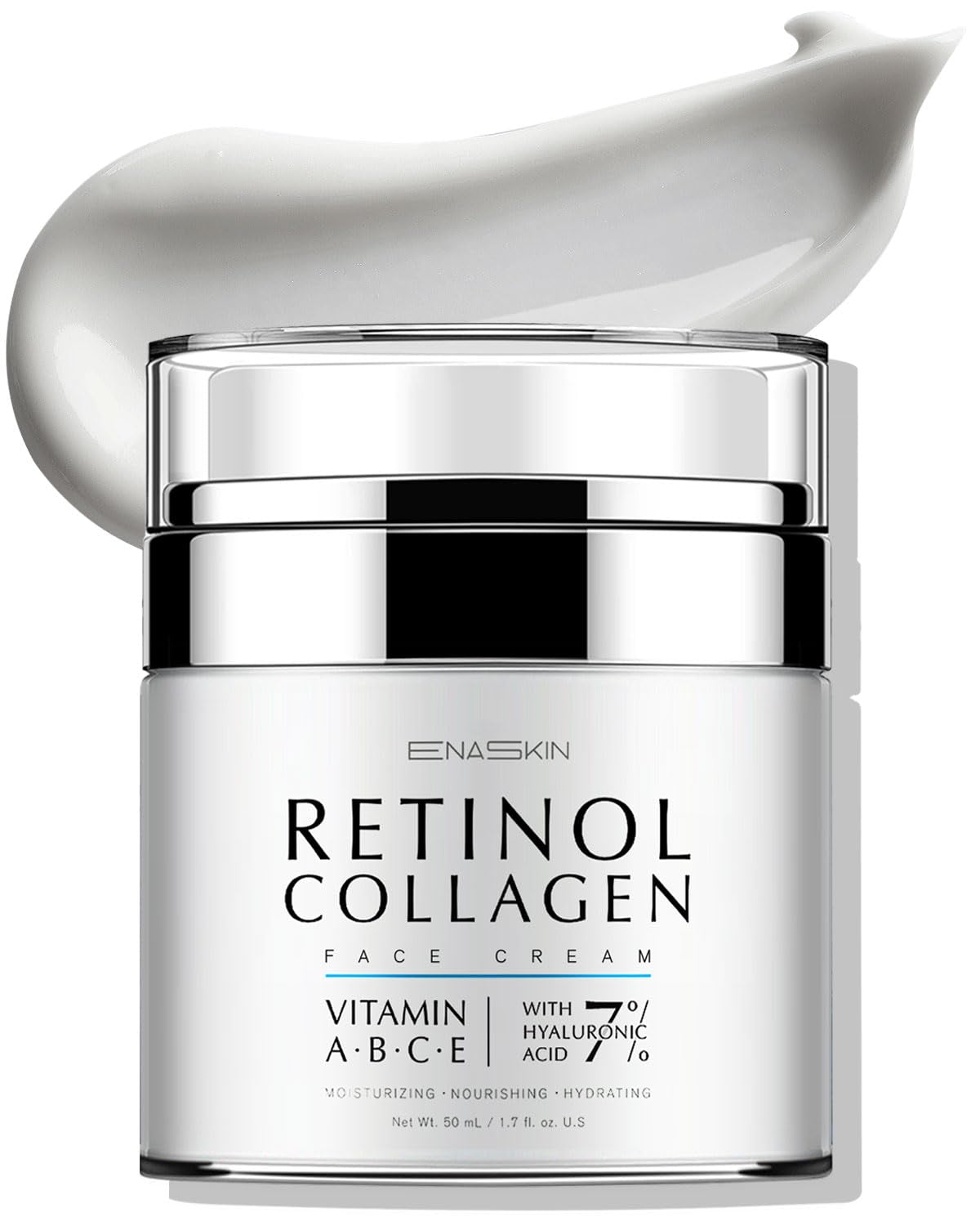 Retinol Collagen Face Cream: Wrinkle Cream for Women, Neck & Décolleté anti Aging Moisturizer with 7% Hyaluronic Acid Serum - Day/Night Skin Firming & Tightening, 1.7 Oz