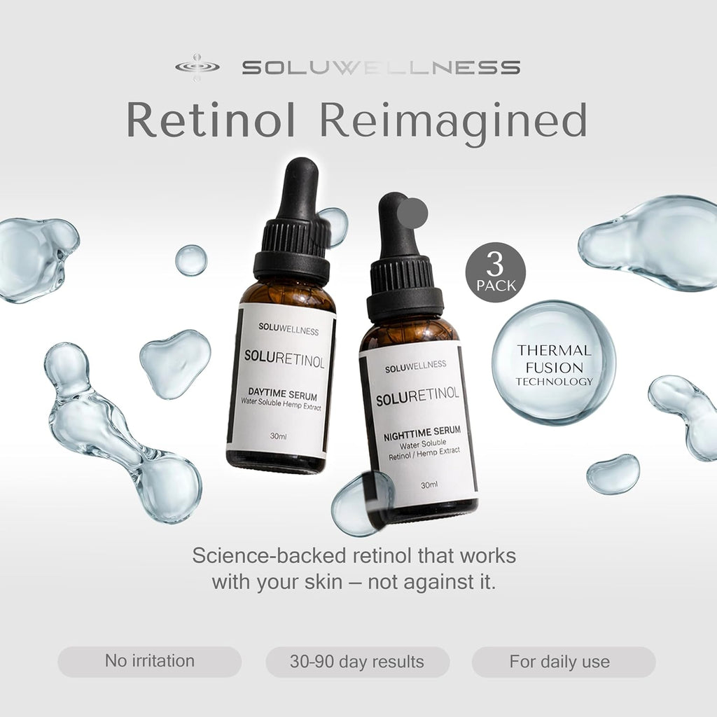 Retinol Serum for Face Wrinkles – Skin Renewing Day & Night System (2 X 30 Ml) – anti Aging Skin Booster Serum, Moisture-Locking Duo for Eyes, Neck & Deep Lines 3-Pack