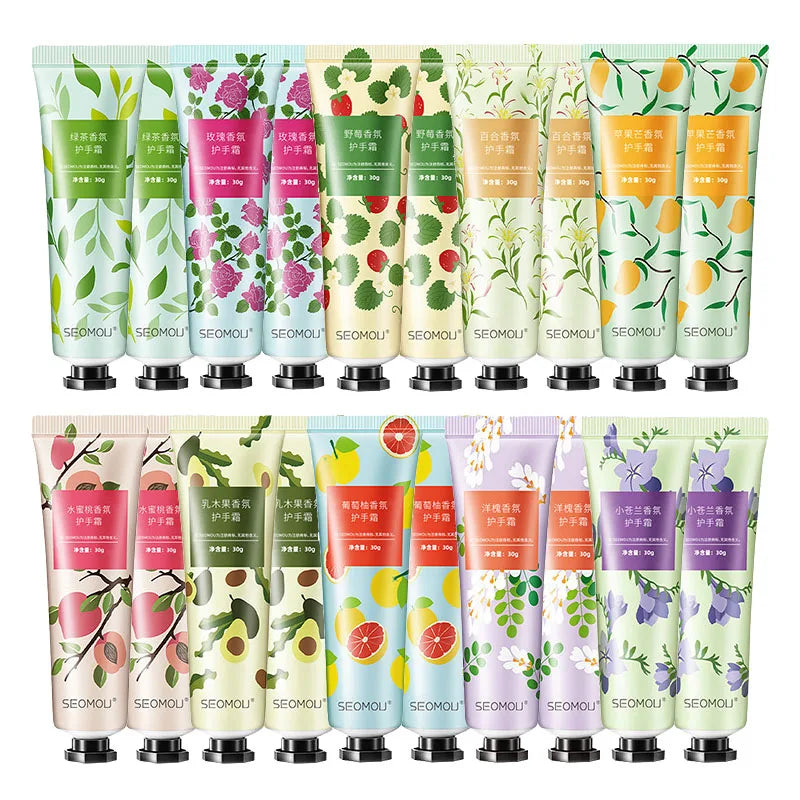 10Pcs Fruity Flowery Hand Cream Moisturizing Nourishing anti Chap Repairing Hands Care Beauty Skincare Hand Creams Sets