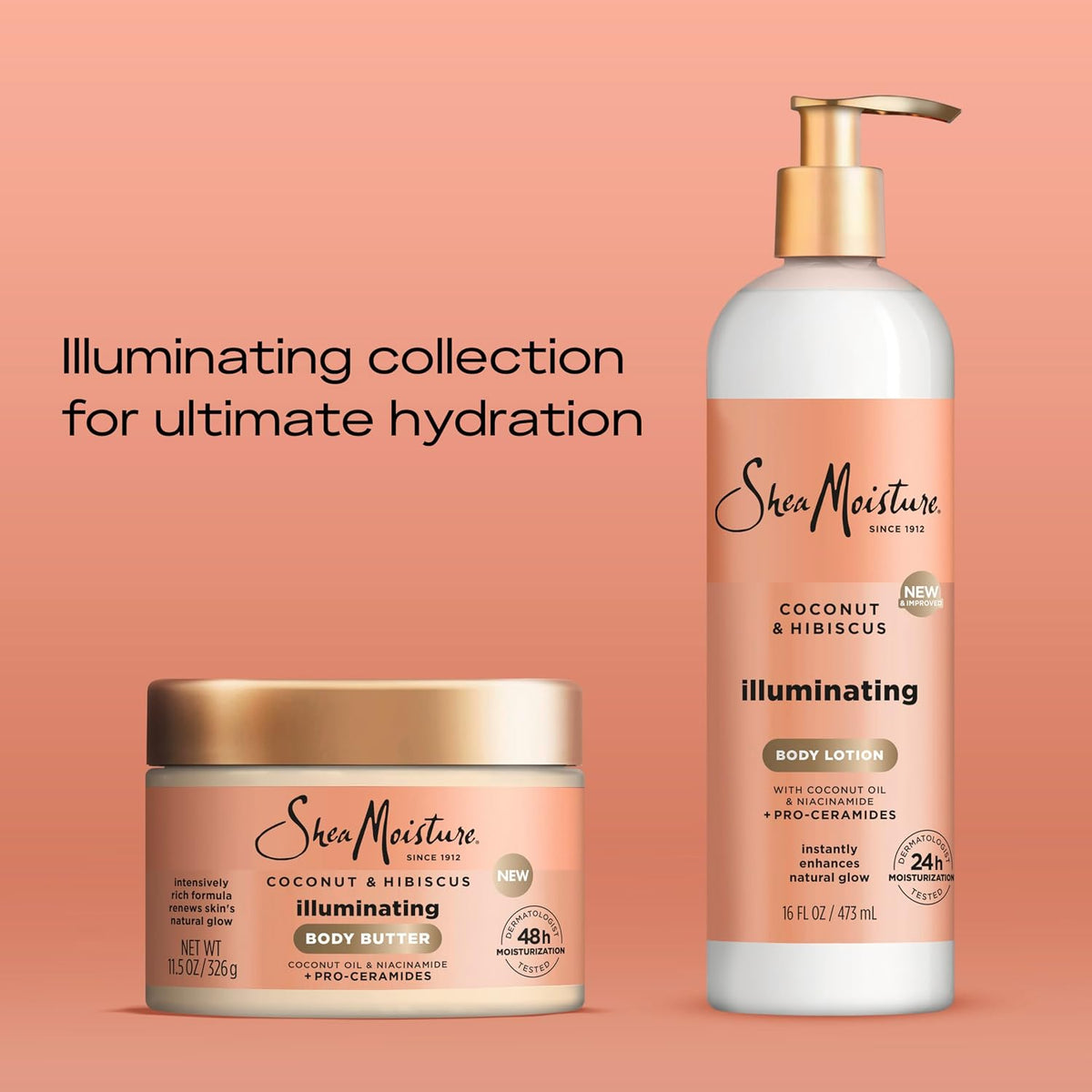 Shea Moisture Illuminating Body Lotion Coconut & Hibiscus 16Oz
