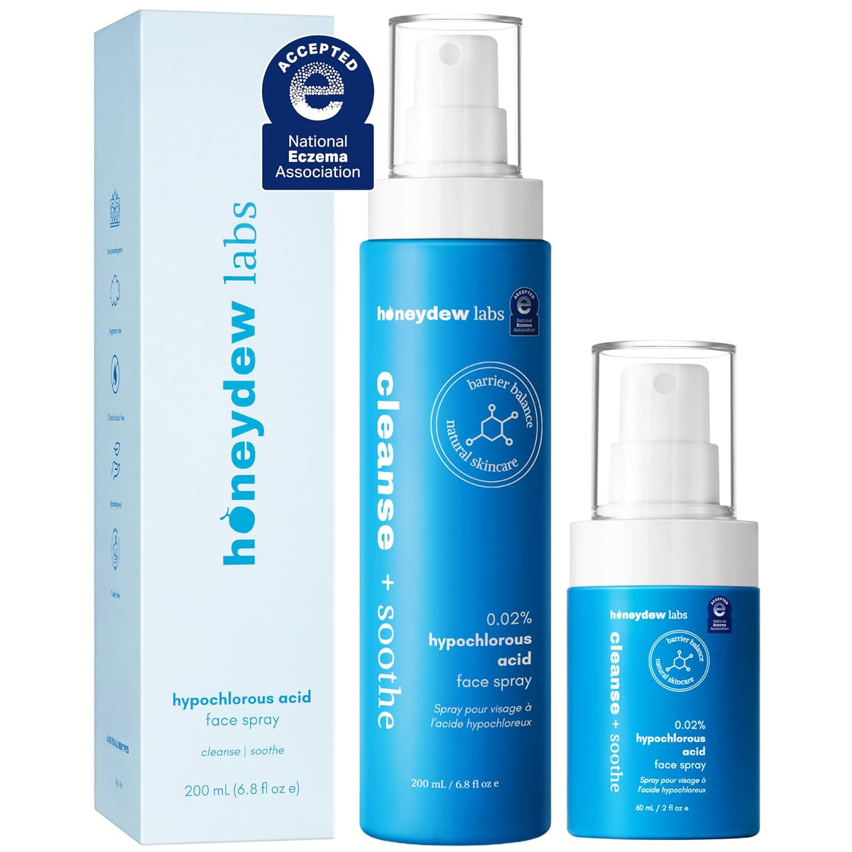 Hypochlorous Acid Spray, Hocl Facial Cleanser - 2Oz + 6.8Oz