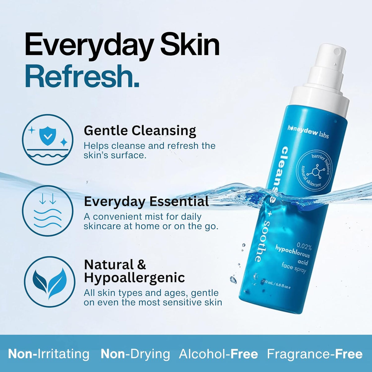 Hypochlorous Acid Spray, Hocl Facial Cleanser - 2Oz + 6.8Oz