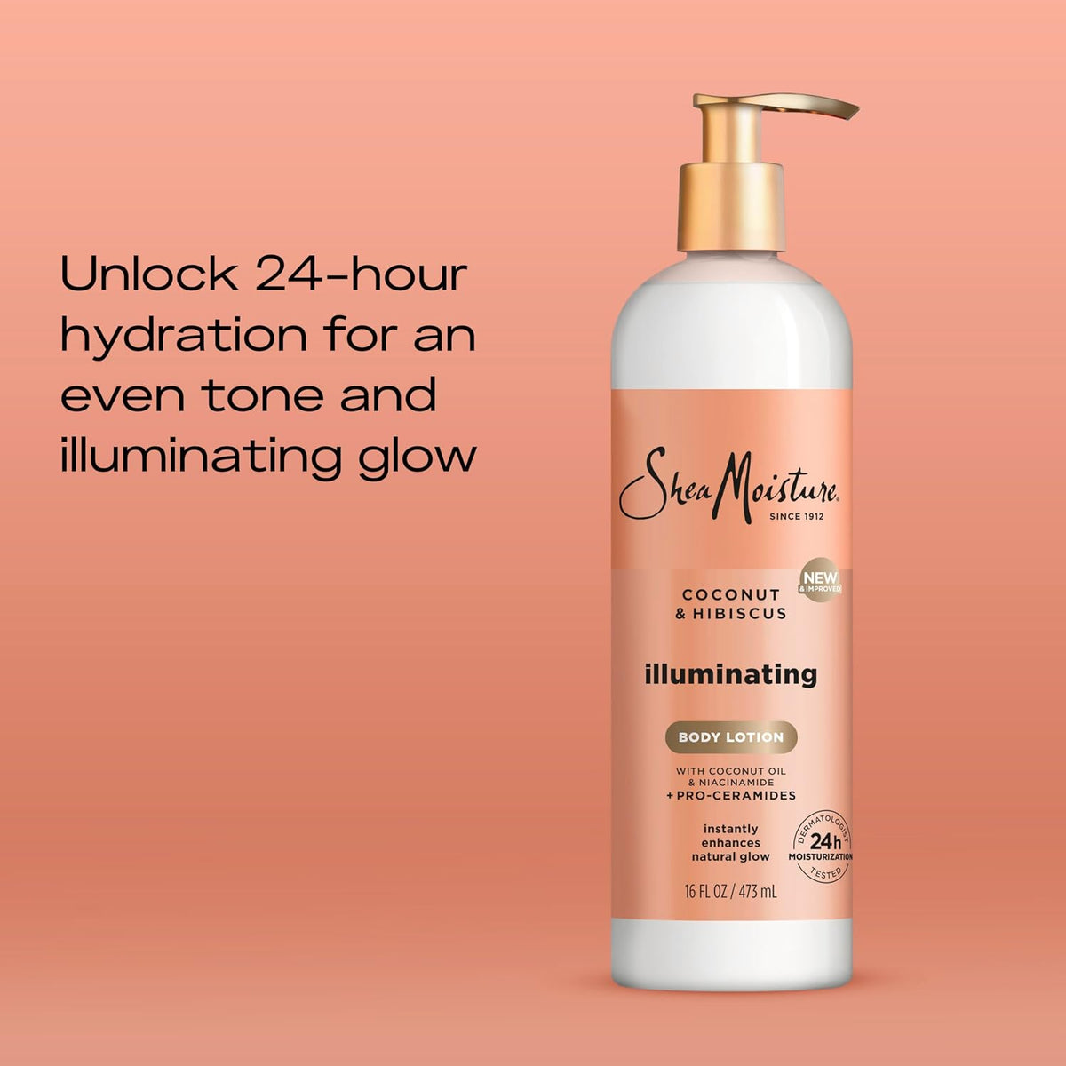 Shea Moisture Illuminating Body Lotion Coconut & Hibiscus 16Oz