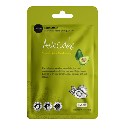 Celavi Korean Face Mask Sheet Set, Spa Masks, 12 Pack Avocado