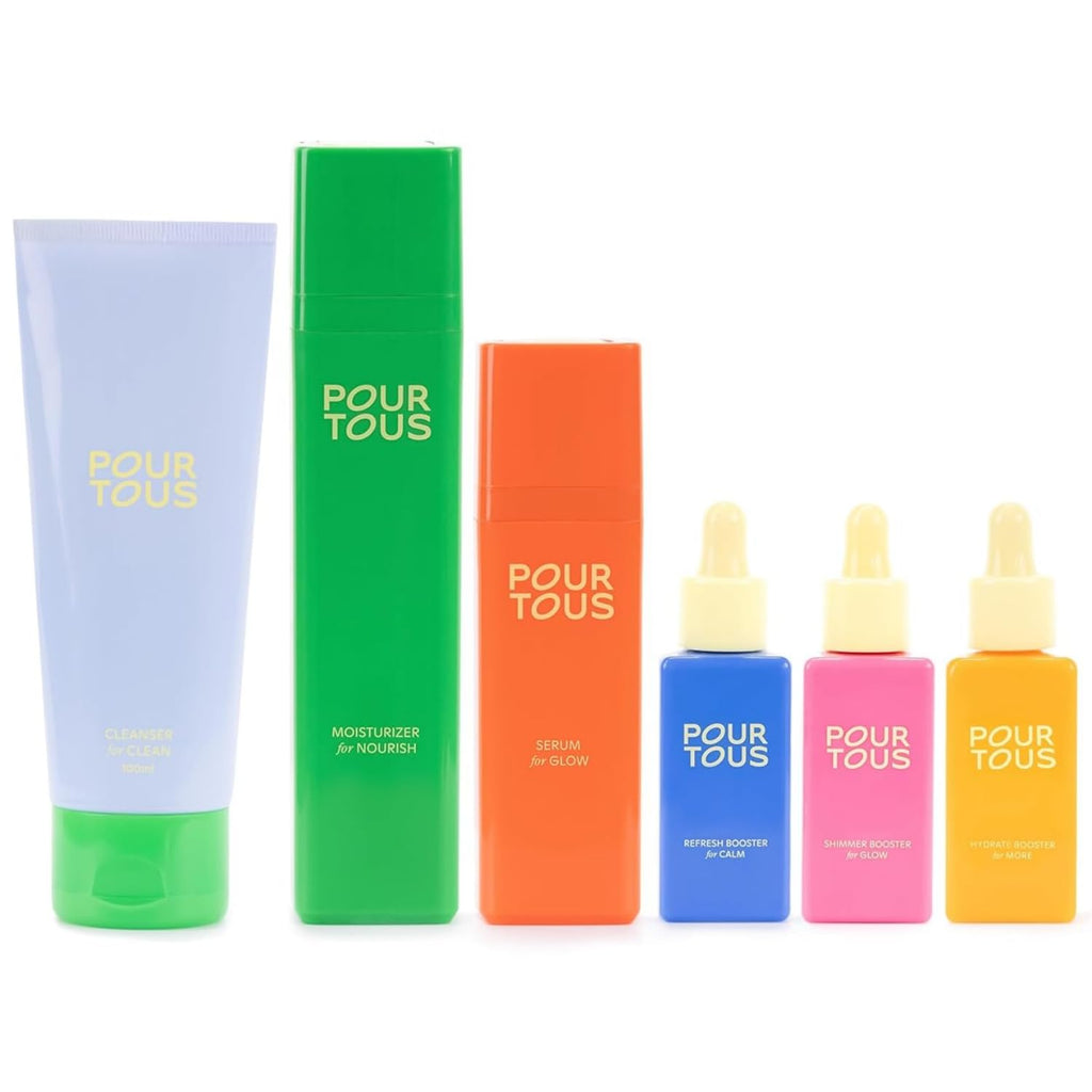 Complete Facial Routine Set (6 Pc) | Face Cleanser, Moisturizer, Serum + 3 Boosters W/Niacinamide & Hyaluronic Acid | Safe Plant-Based Skincare for Tweens Teen & Young Adult Skin