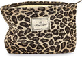 Leopard Makeup Bag Organizer Cosmetic Bags for Women and Girls,Travel Toiletry Bag Large Capacity Canvas Makeup Zipper Pouch, Purse Organizer Pouches (Brown Leopard)