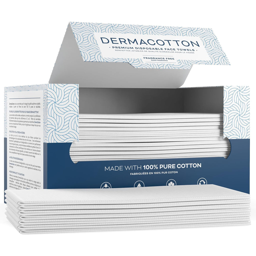 100% Pure Cotton Disposable Face Towels - 80 Count Face Cloths
