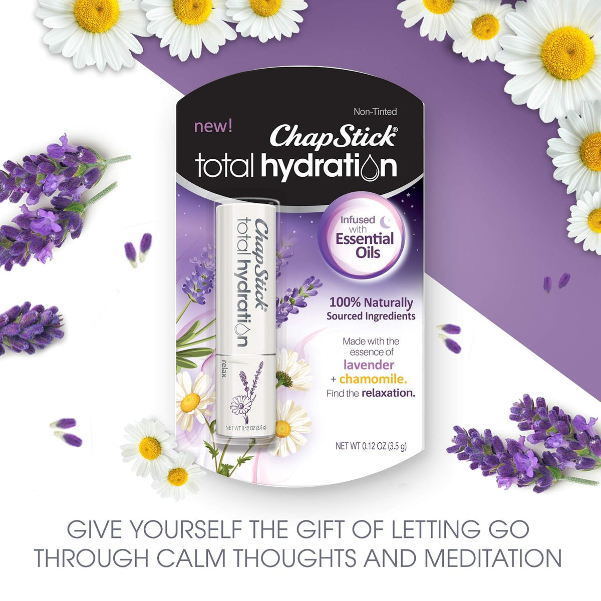 Total Hydration Essential Oils Relax Chamomile + Lavender Lip Balm Tube, Lip Care - 0.12 Oz