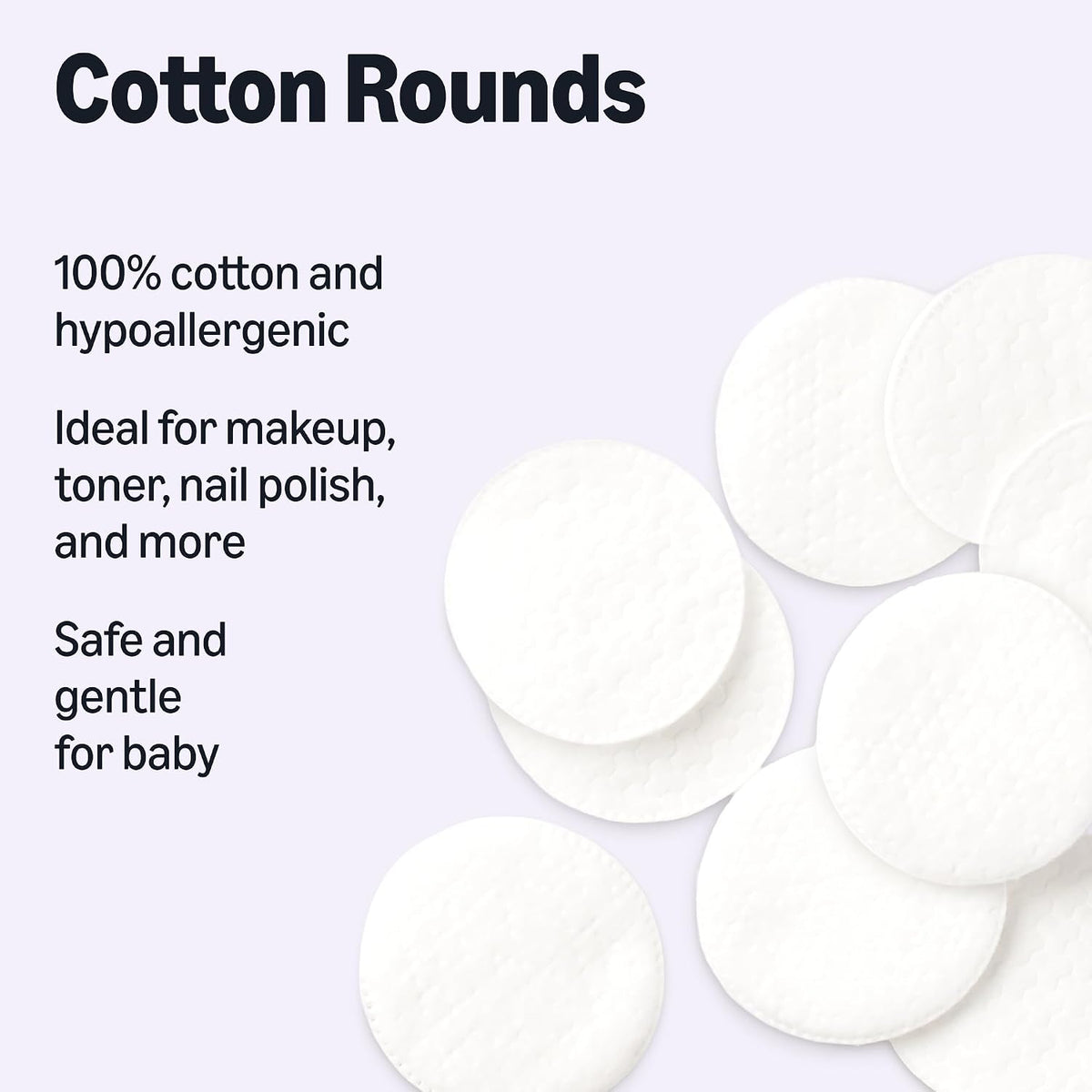 Hypoallergenic 100% Cotton Rounds, 100 Count (Previously Amazon Basics)