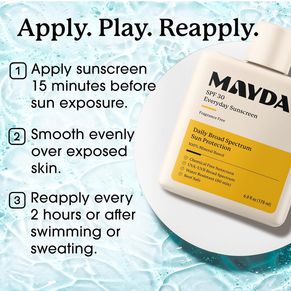 SPF 30 Everyday Sunscreen, Chemical-Free, Fragrance-Free, 6Oz