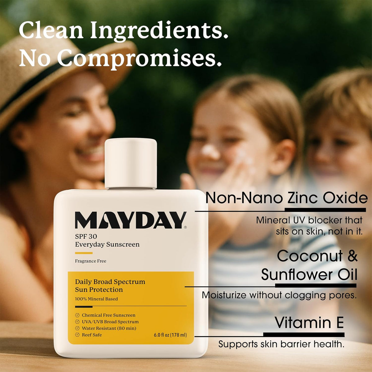 SPF 30 Everyday Sunscreen, Chemical-Free, Fragrance-Free, 6Oz
