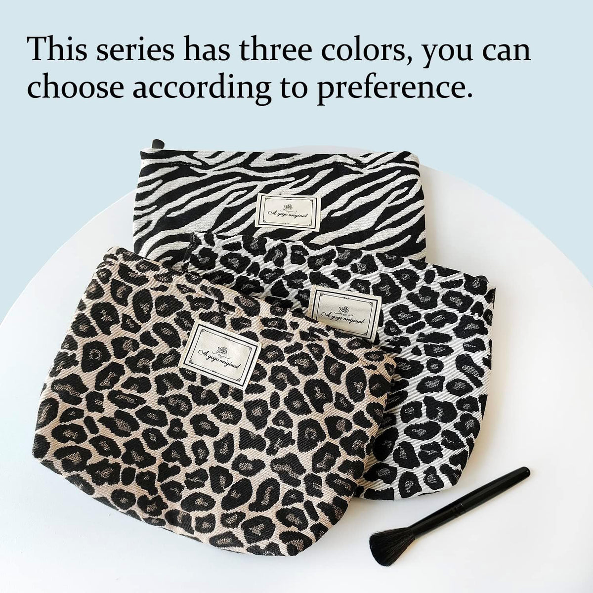 Leopard Makeup Bag Organizer Cosmetic Bags for Women and Girls,Travel Toiletry Bag Large Capacity Canvas Makeup Zipper Pouch, Purse Organizer Pouches (Brown Leopard)