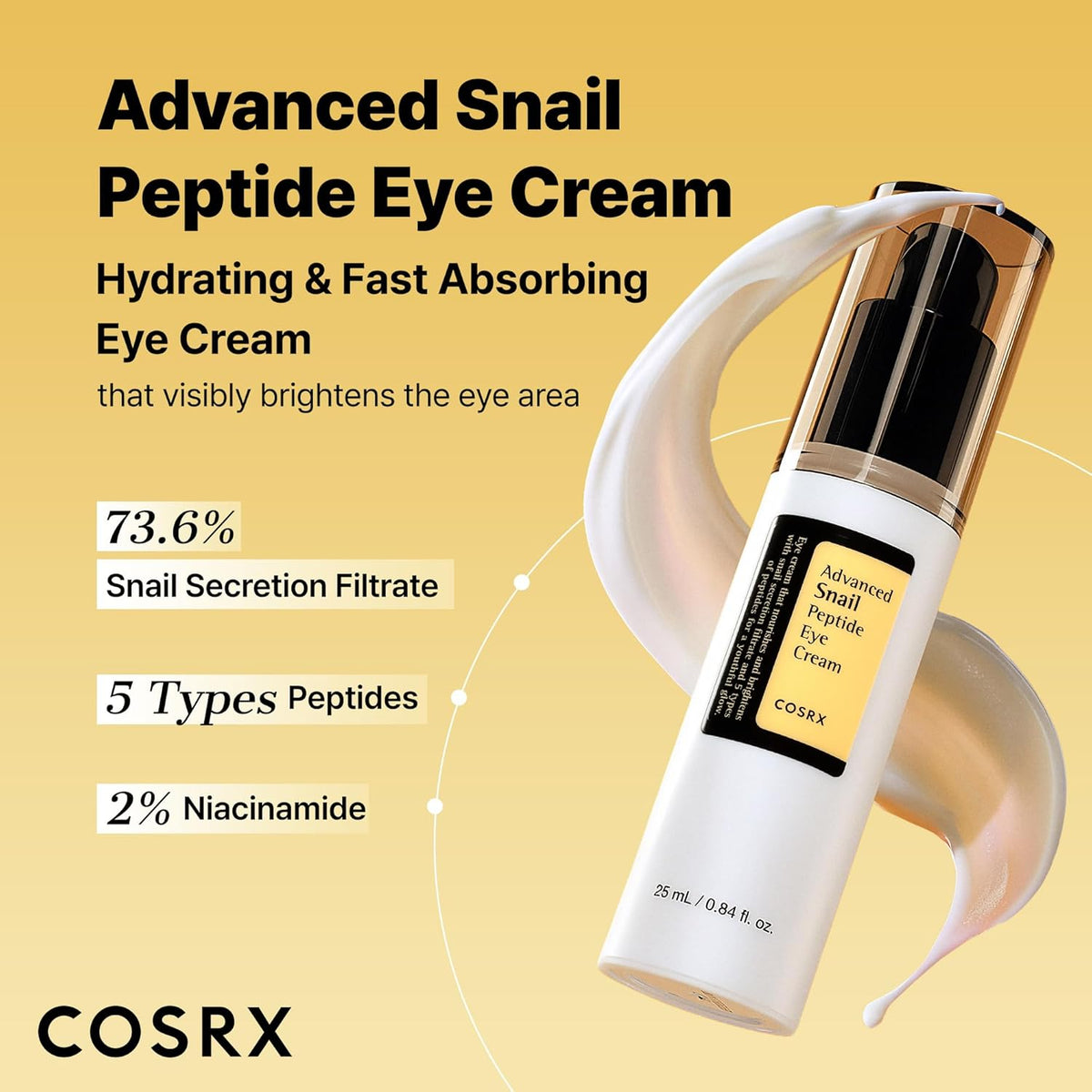 Snail Mucin Peptide under Eye Cream for Anti-Aging, 0.84 Oz