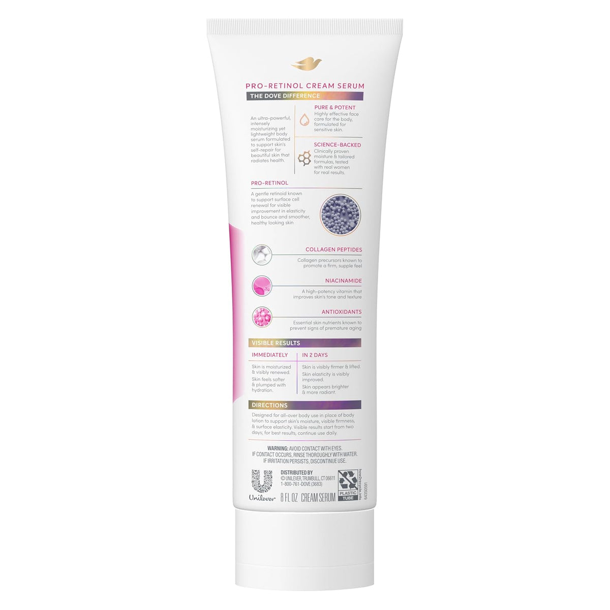 Dove Body Cream Serum Pro-Retinol + Firming Lotion for Firmness 8Oz
