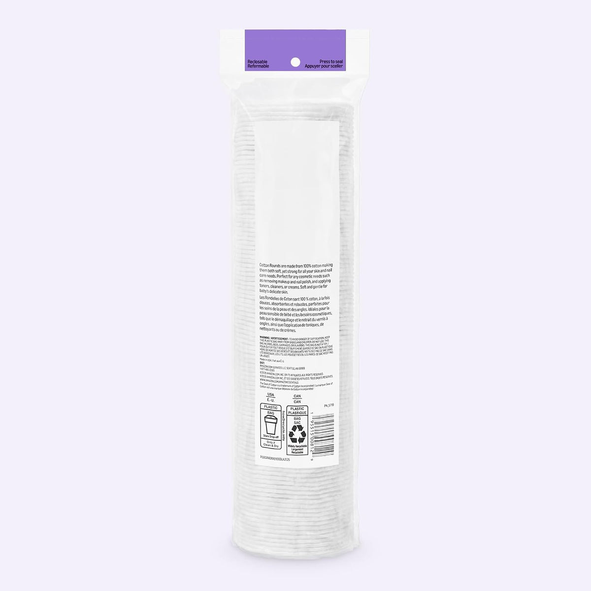Hypoallergenic 100% Cotton Rounds, 100 Count (Previously Amazon Basics)