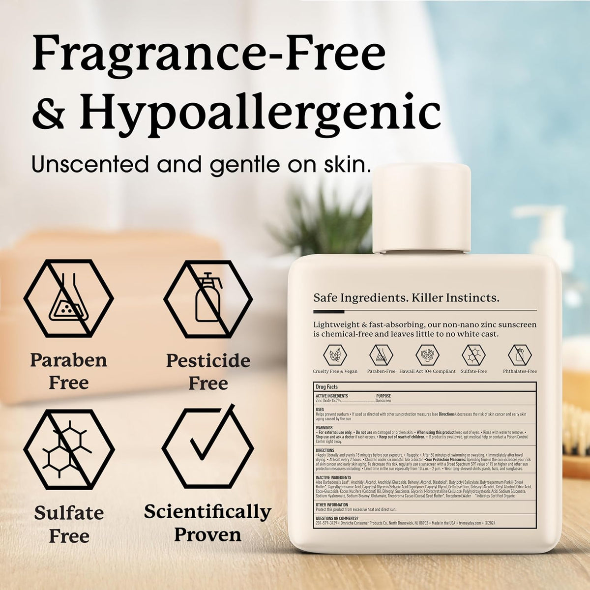 SPF 30 Everyday Sunscreen, Chemical-Free, Fragrance-Free, 6Oz