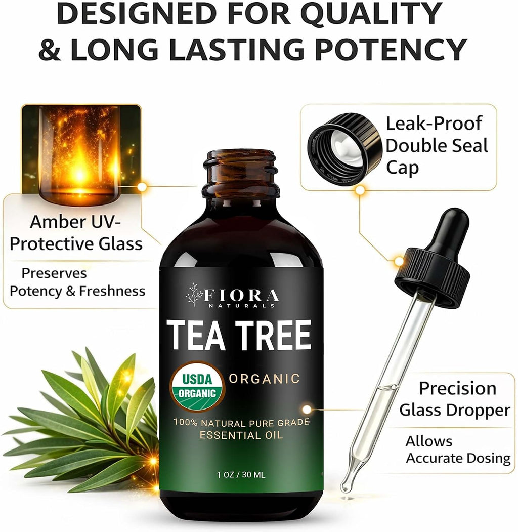 Tea Tree Oil, 100% Pure Organic Tea Tree Essential Oil 1 Oz