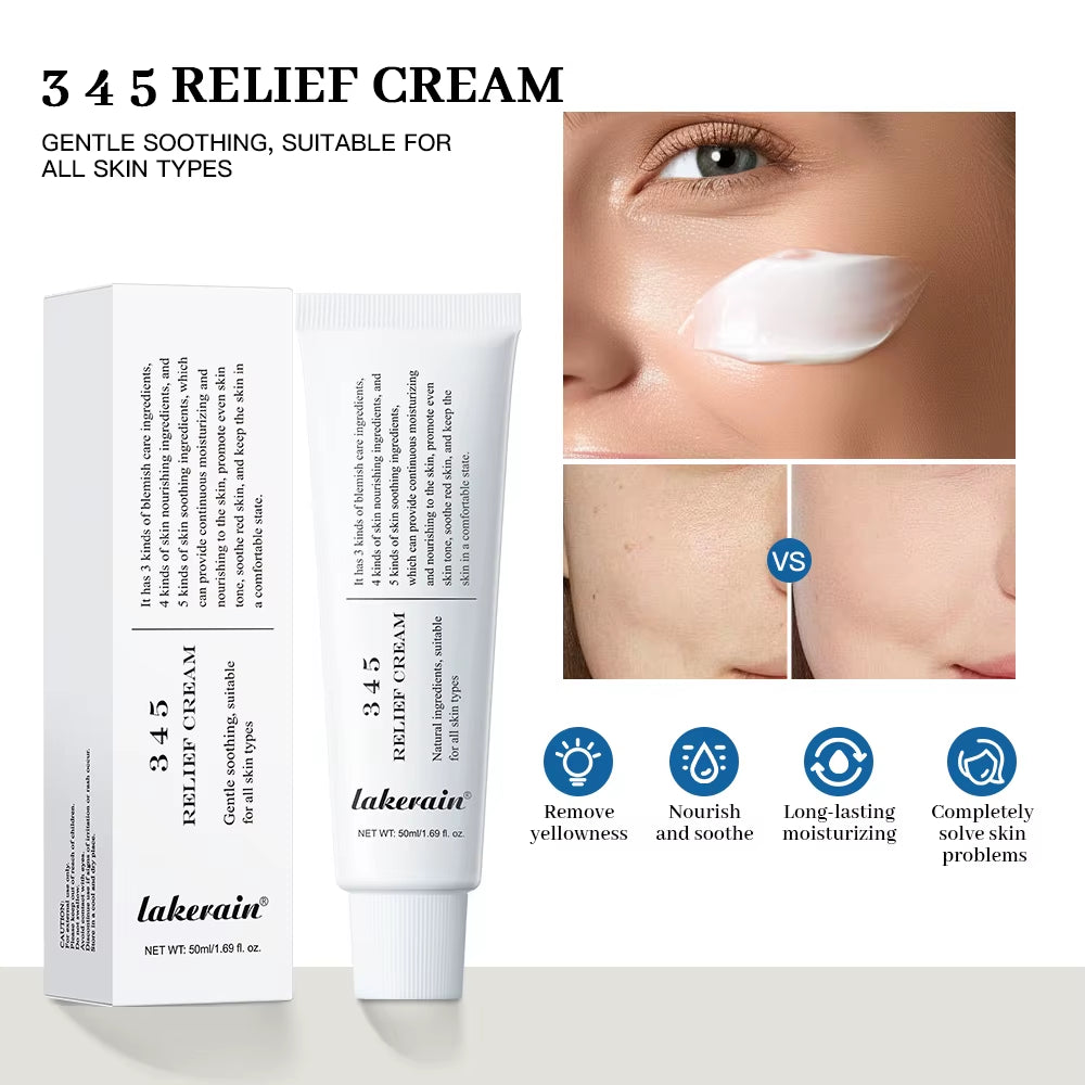 345 Relief Cream Comprehensive Solution to Skin Problems Anti-Sugar and Antioxidant Brightening Skin Improving Acne Marks Moistu
